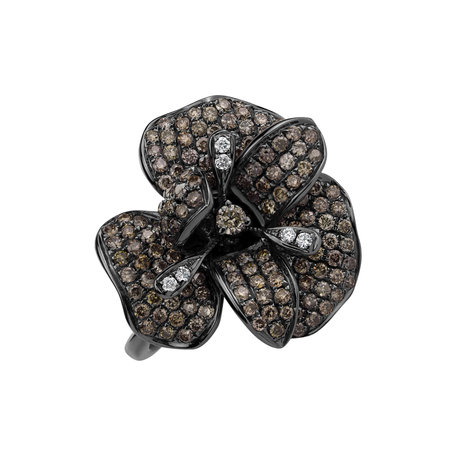 Prsten s hnědými diamanty Diabolical Orchid