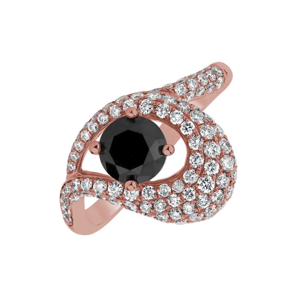 Prsten s černými a bílými diamanty Gem of Midnight