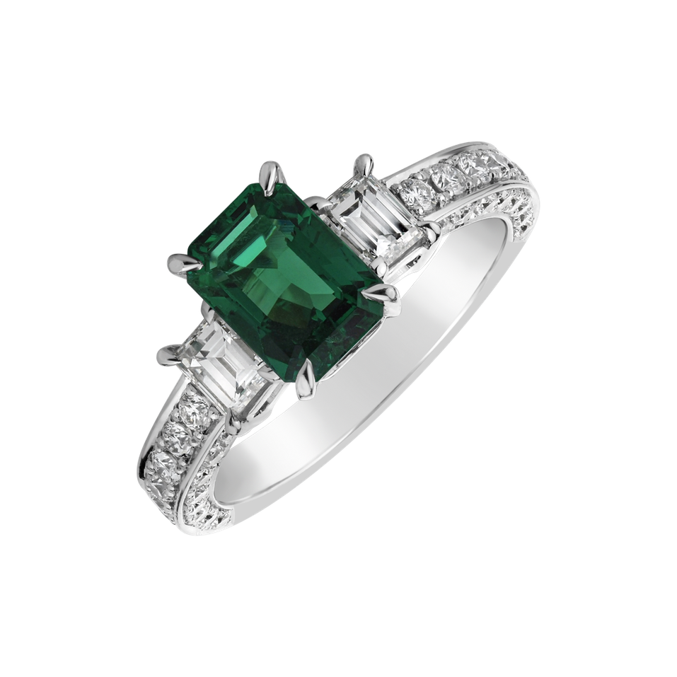 Prsten s smaragdem a diamanty King Poetic
