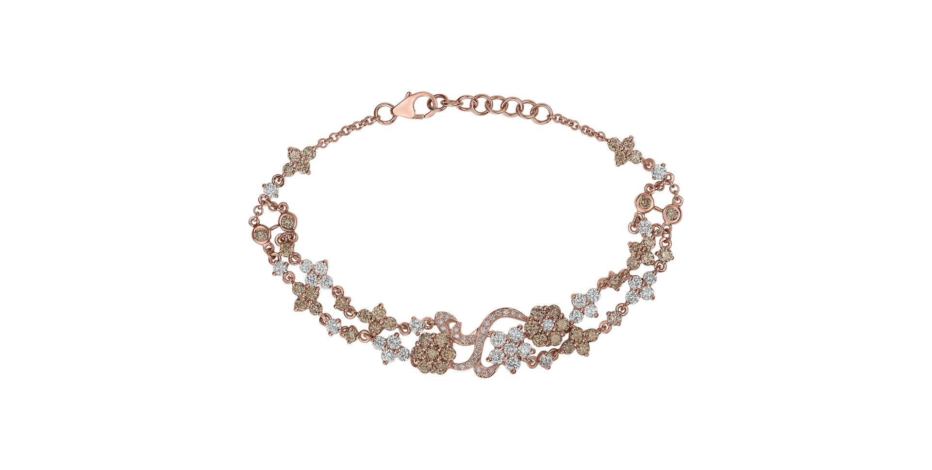 Náramek s bílými a hnědými diamanty Starshine Flowers