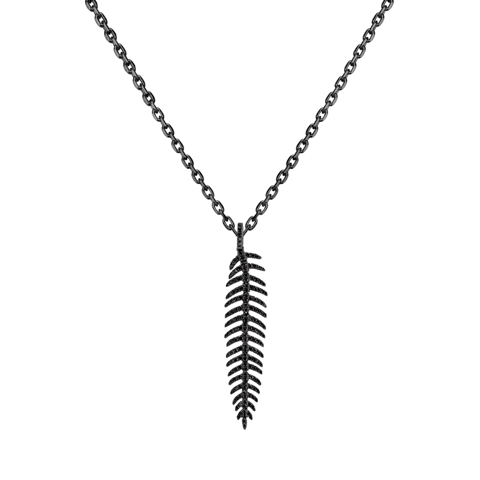 Přívěs s černými diamanty Amazing Feather