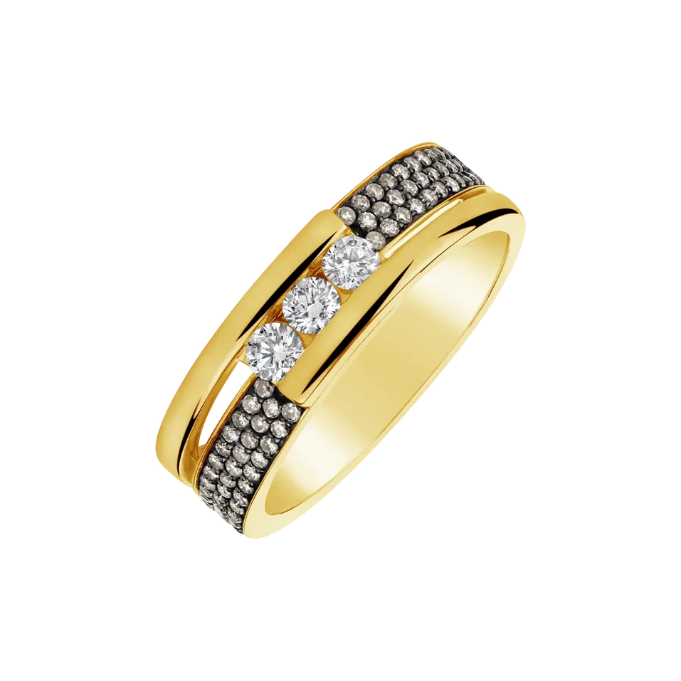 Prsten s bílými a hnědými diamanty Diamond Message