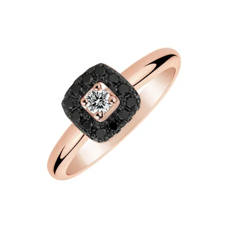 Prsten s bílými a černými diamanty Charming Space