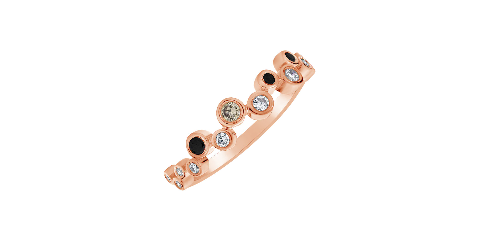 Prsten s bílými, hnědými a černými diamanty Virgin Tears