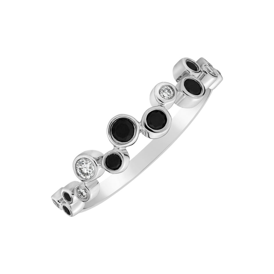 Prsten s černými a bílými diamanty Virgin Tears