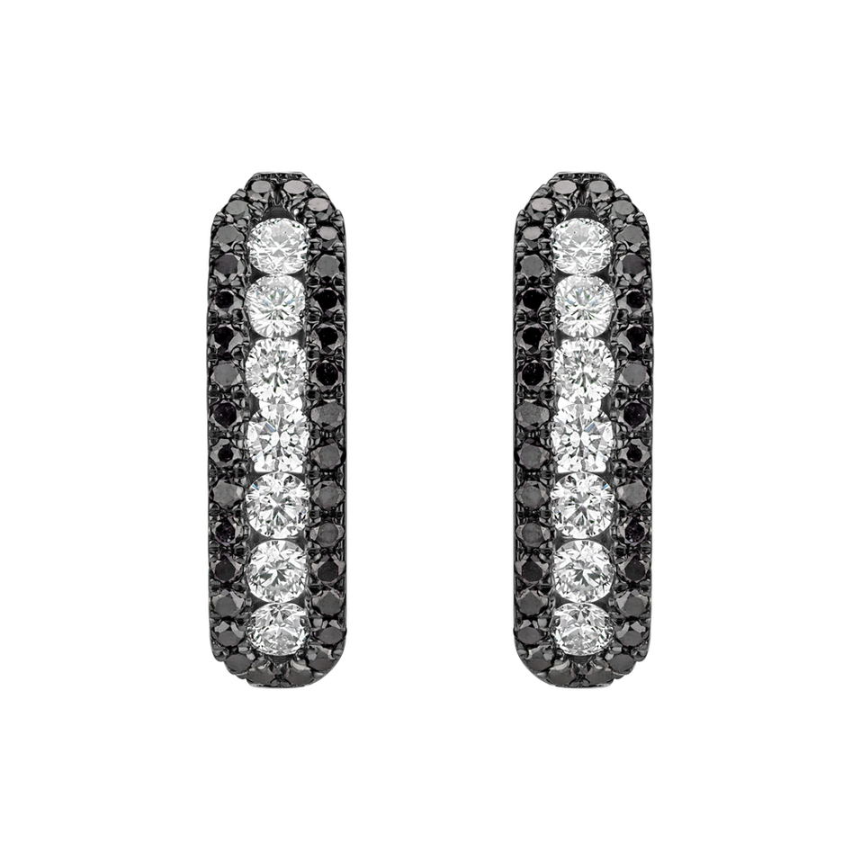 Náušnice s černými a bílými diamanty Midnight Dream