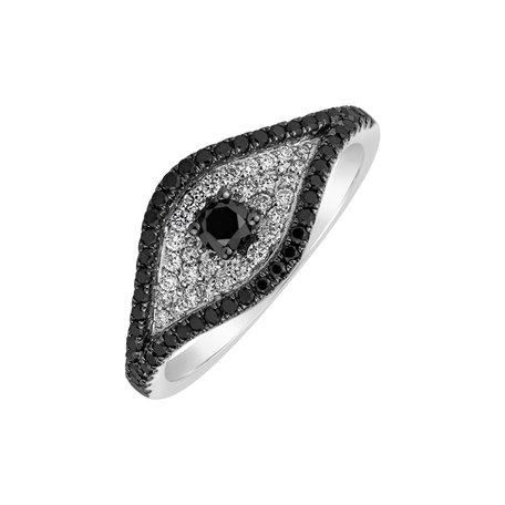 Prsten s černými a bílými diamanty Bright Vision