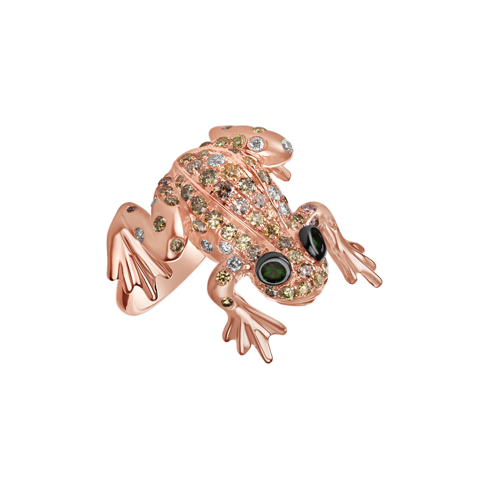 Prsten s hnědými diamanty a granáty Frog Prince