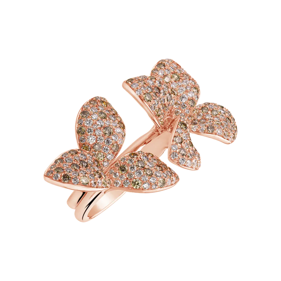 Prsten s hnědými diamanty Noble Butterfly
