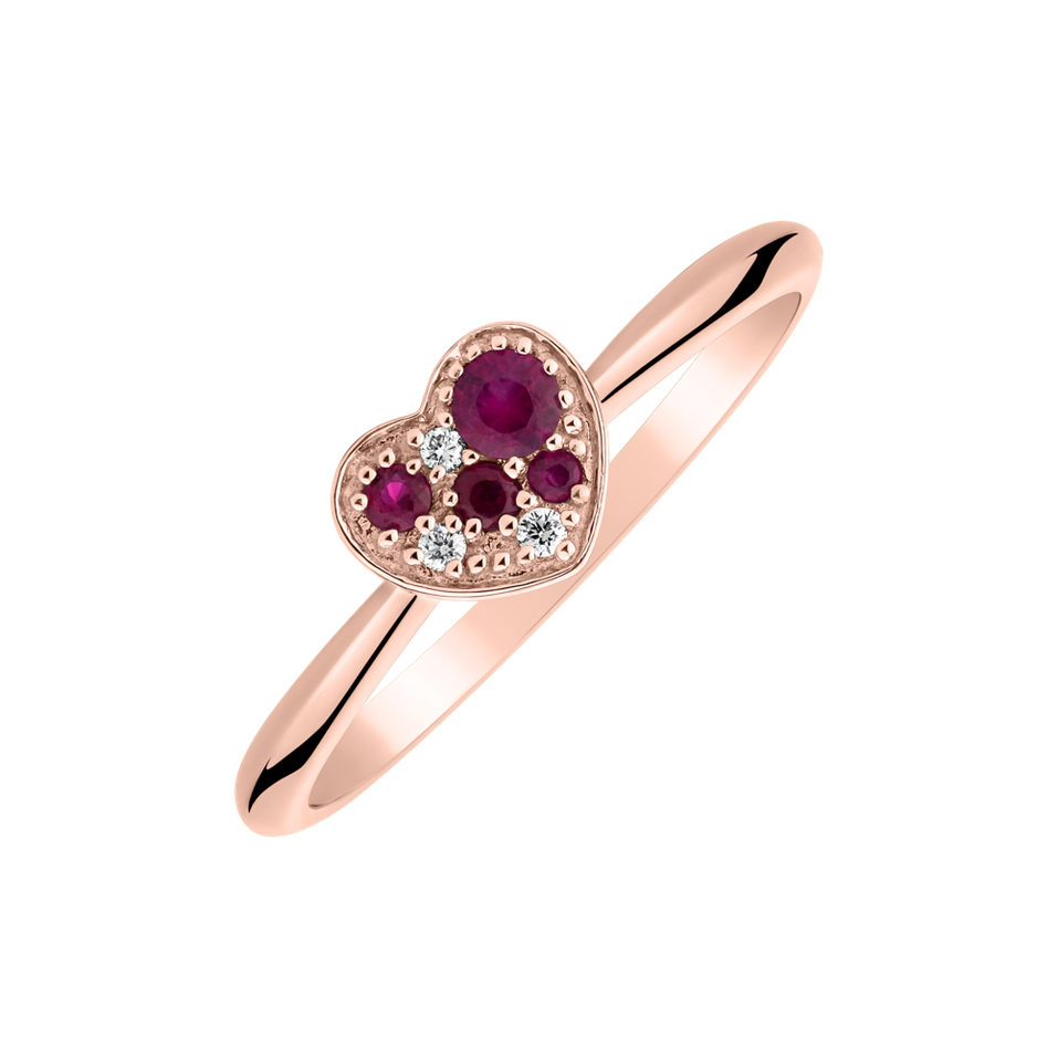 Prsten s diamanty a rubíny First Date