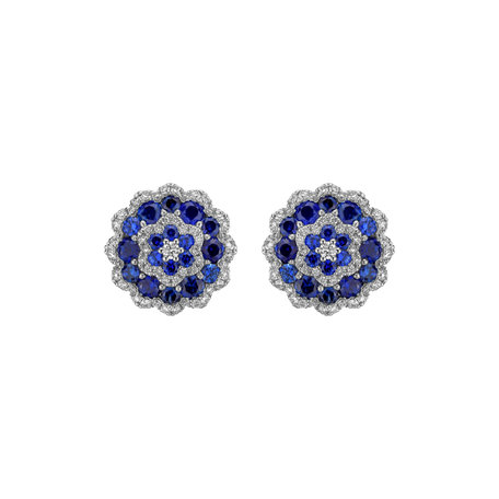 Náušnice s diamanty a safíry Luxurious Mandala