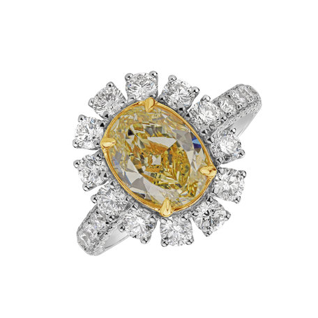 Prsten s žlutým diamantem a bílými diamanty Bright Sunrise