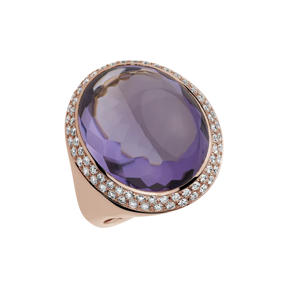 Prsten s ametystem a diamanty Floralle