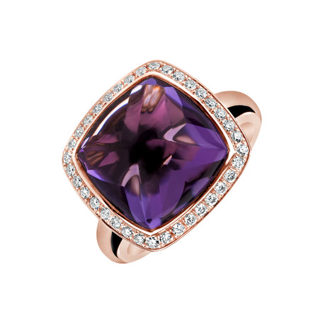 Prsten s ametystem a diamanty Cosmic Mystery