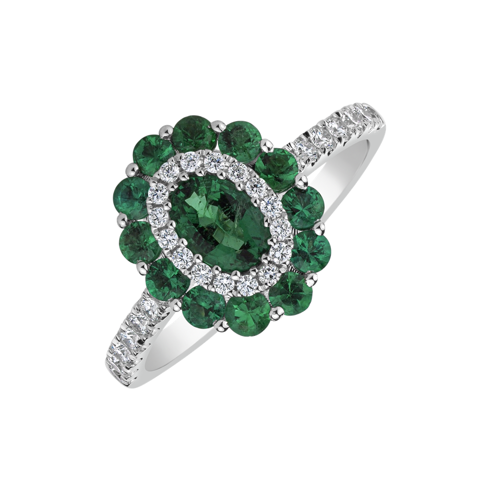 Prsten s diamanty se smaragdy Royal Bliss