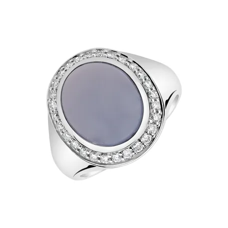 Prsten s chalcedonem a diamanty Mistress Moonlight