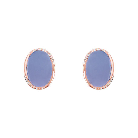 Náušnice s chalcedonem a diamanty Mystic Blossom