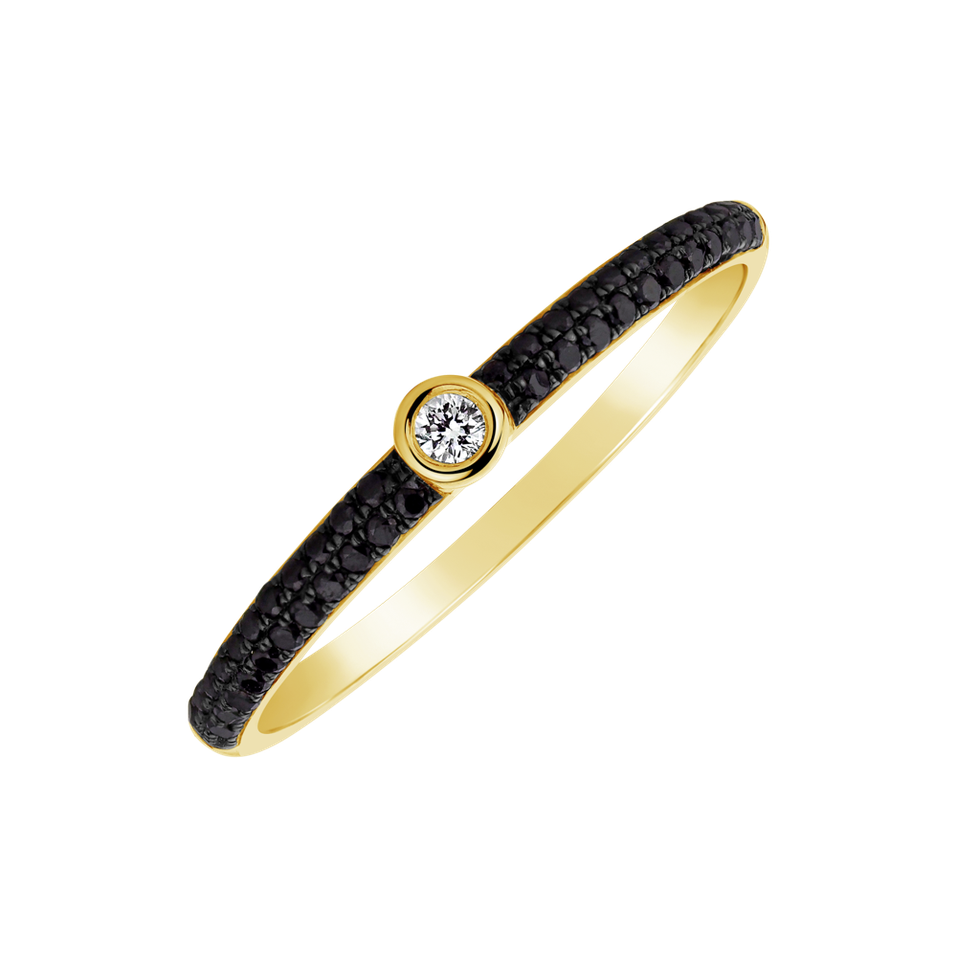 Prsten s černými a bílými diamanty Angel Ray