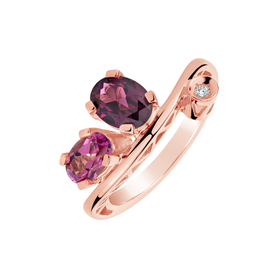 Prsten s diamanty, rhodolitem a topazem Dream Treasure