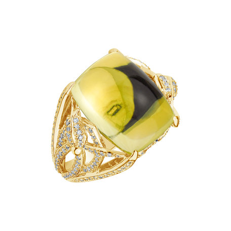 Prsten s quartzem a diamanty Fascinating Ladyship