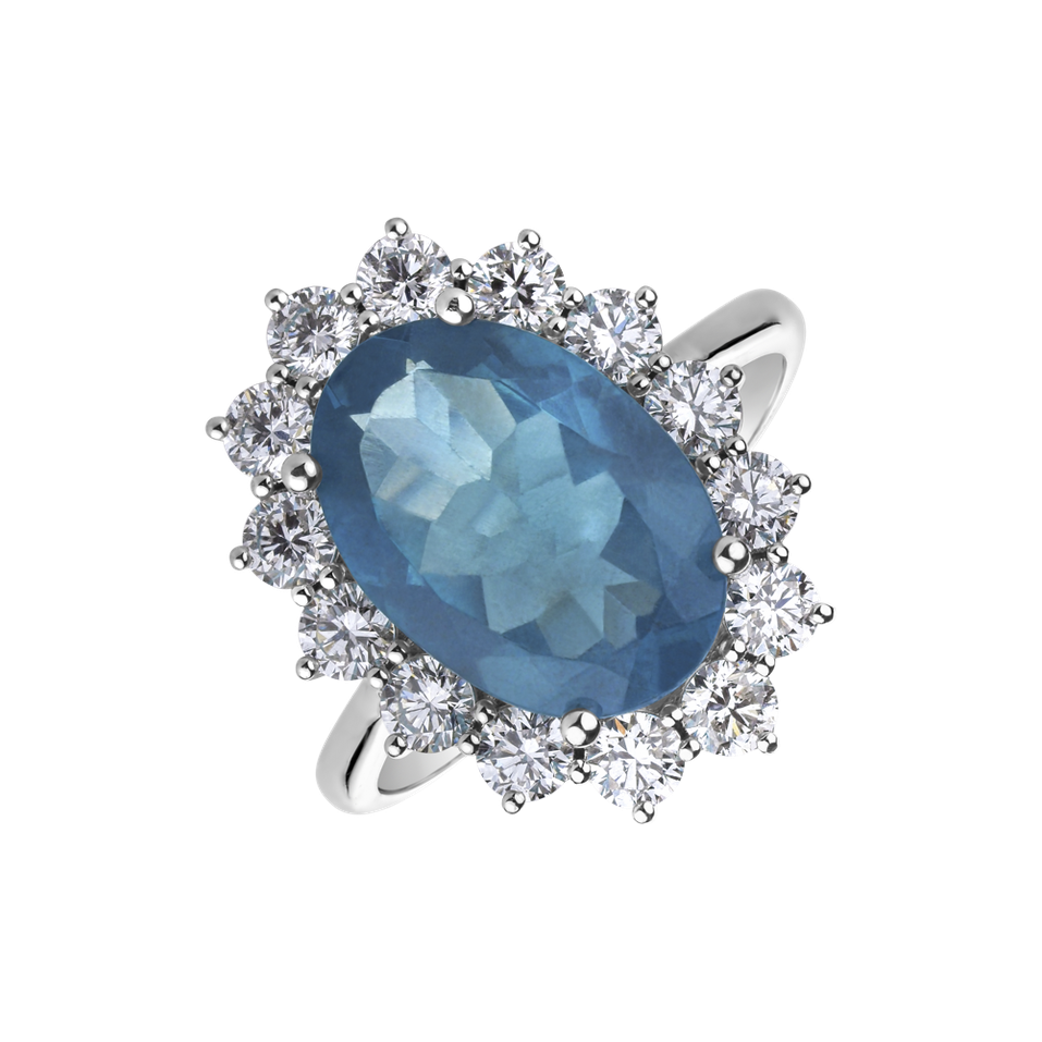 Prsten s apatitem a diamanty Sky Goddess