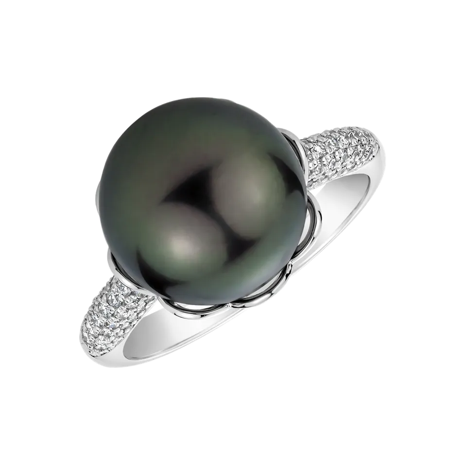 Prsten s perlou a diamanty Pearly Attraction