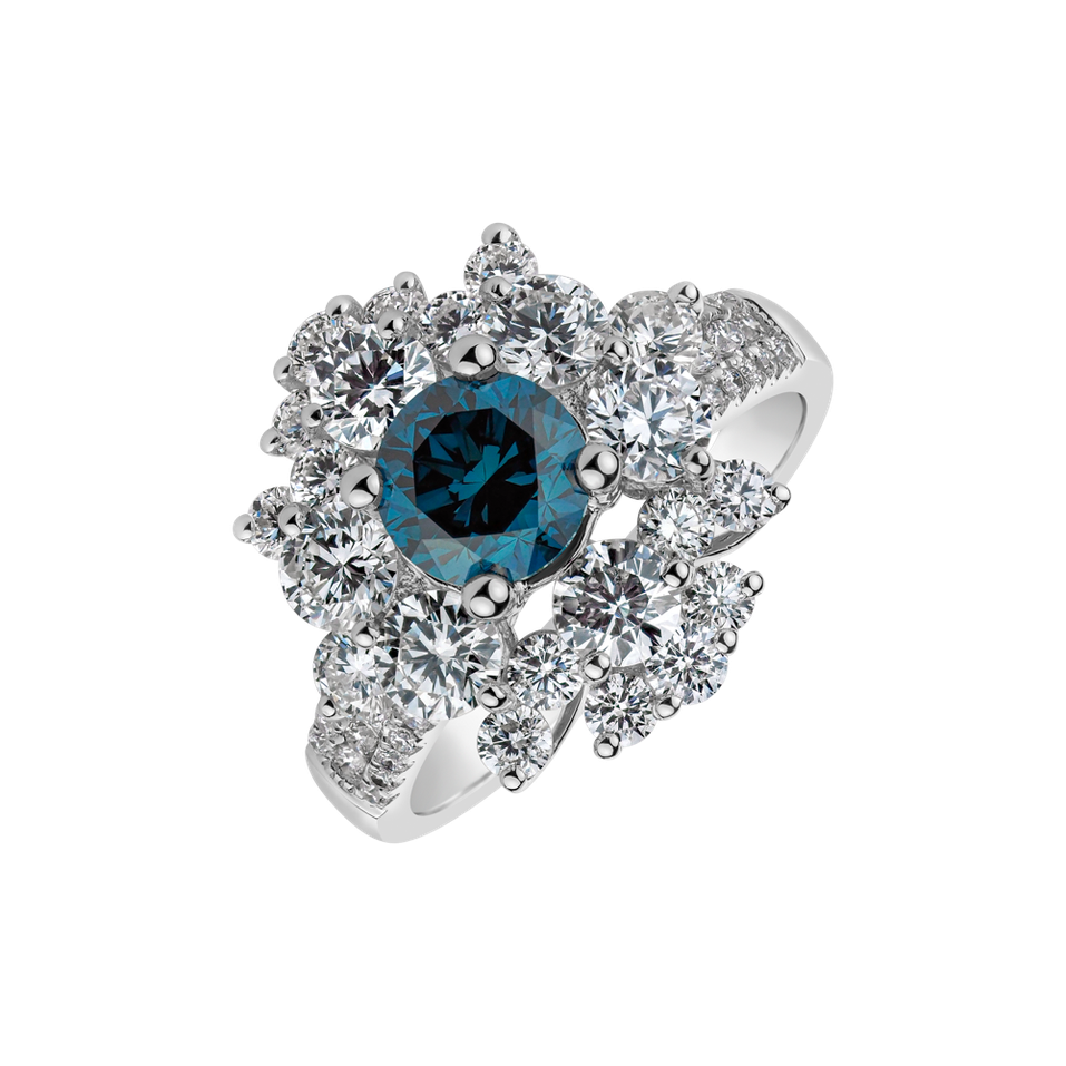 Prsten s modrým diamantem a bílými diamanty Passion Treasure