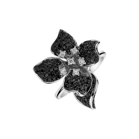 Prsten s černými a bílými diamanty Orchid Wish