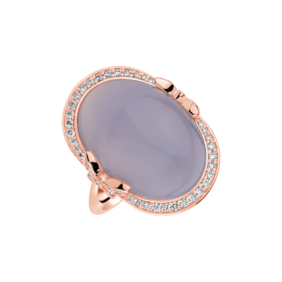 Prsten s chalcedonem a diamanty Lilac Shade