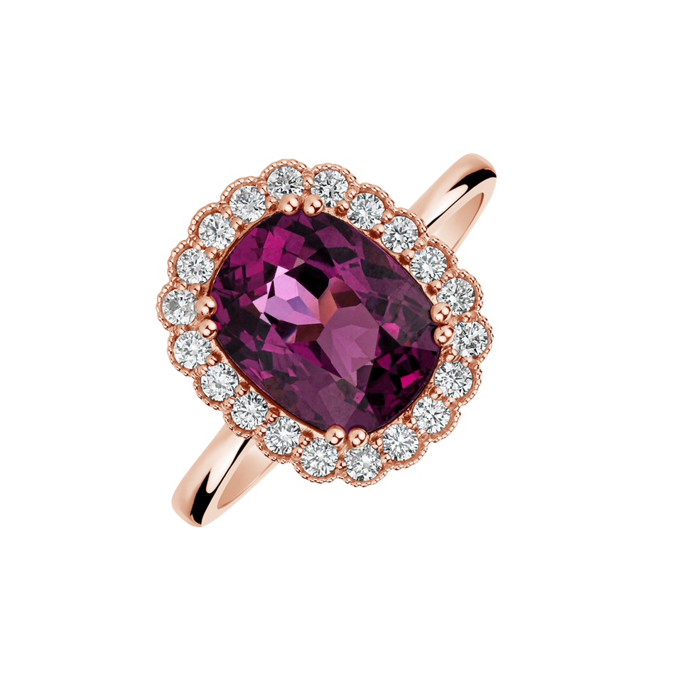 Prsten s rhodolitem a diamanty Sparkling Hero