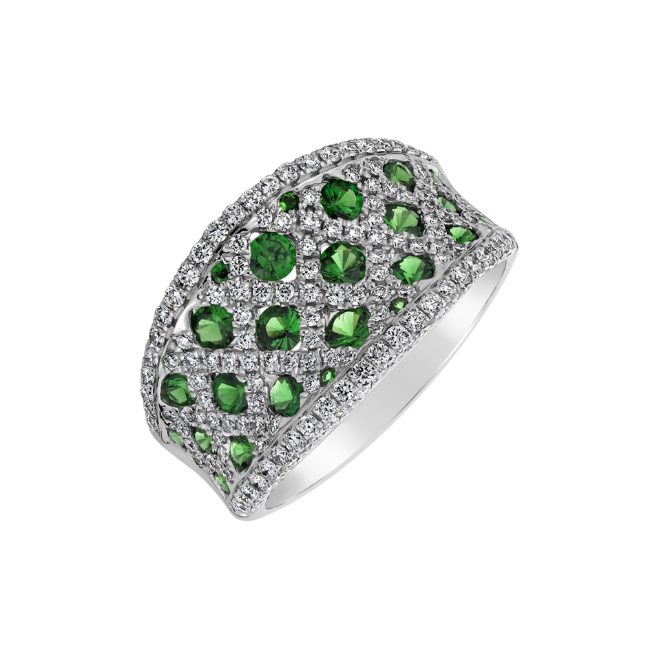 Prsten s diamanty a granáty Colette