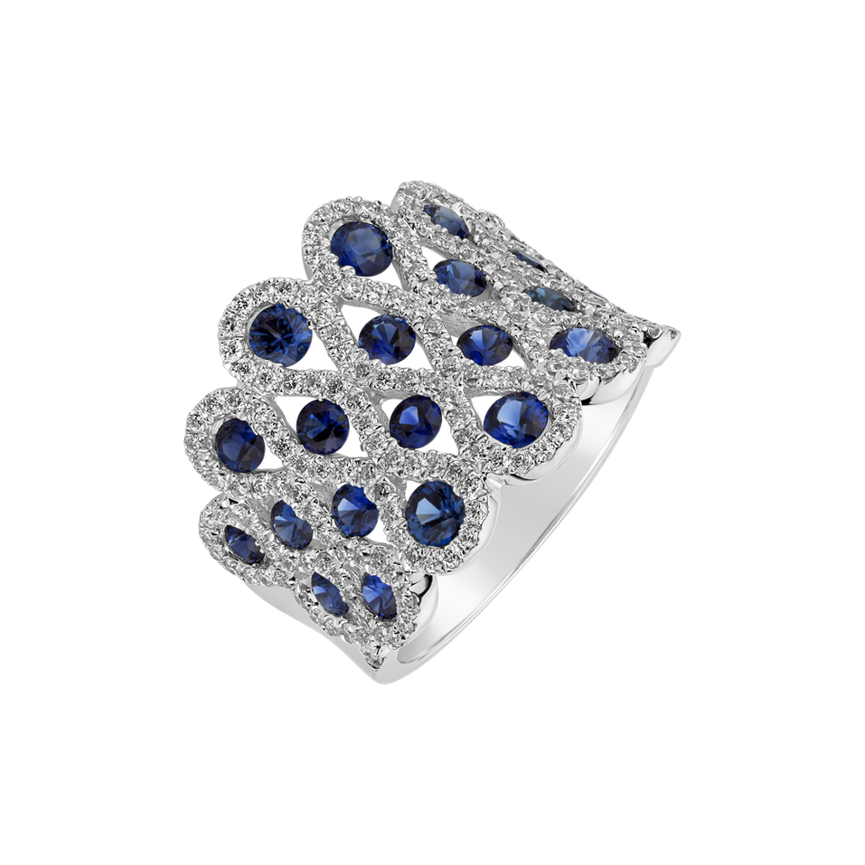 Prsten s diamanty a safíry Cosette