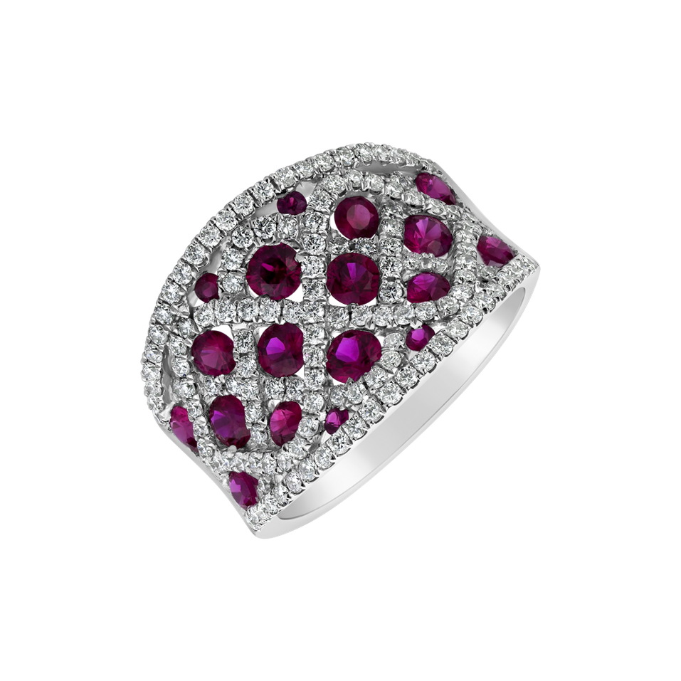 Prsten s diamanty a rubíny Delphine