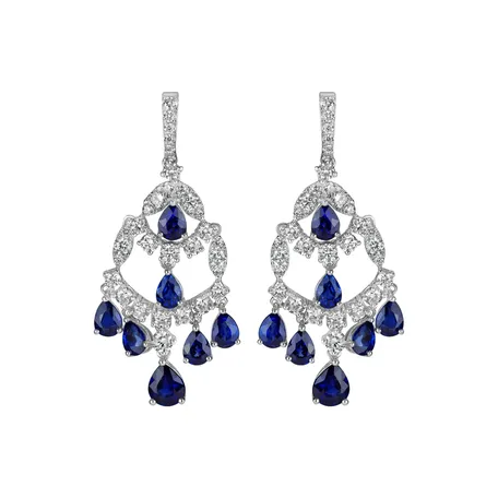 Náušnice s diamanty a safíry Imperial Mesh