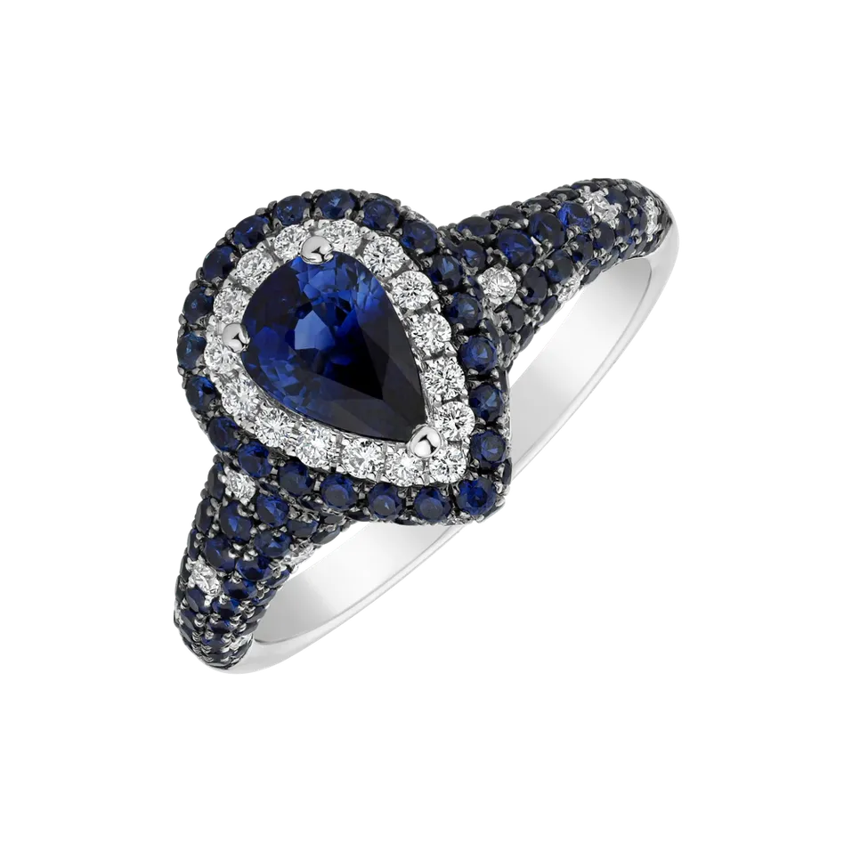 Prsten se safíry a diamanty Black Raven