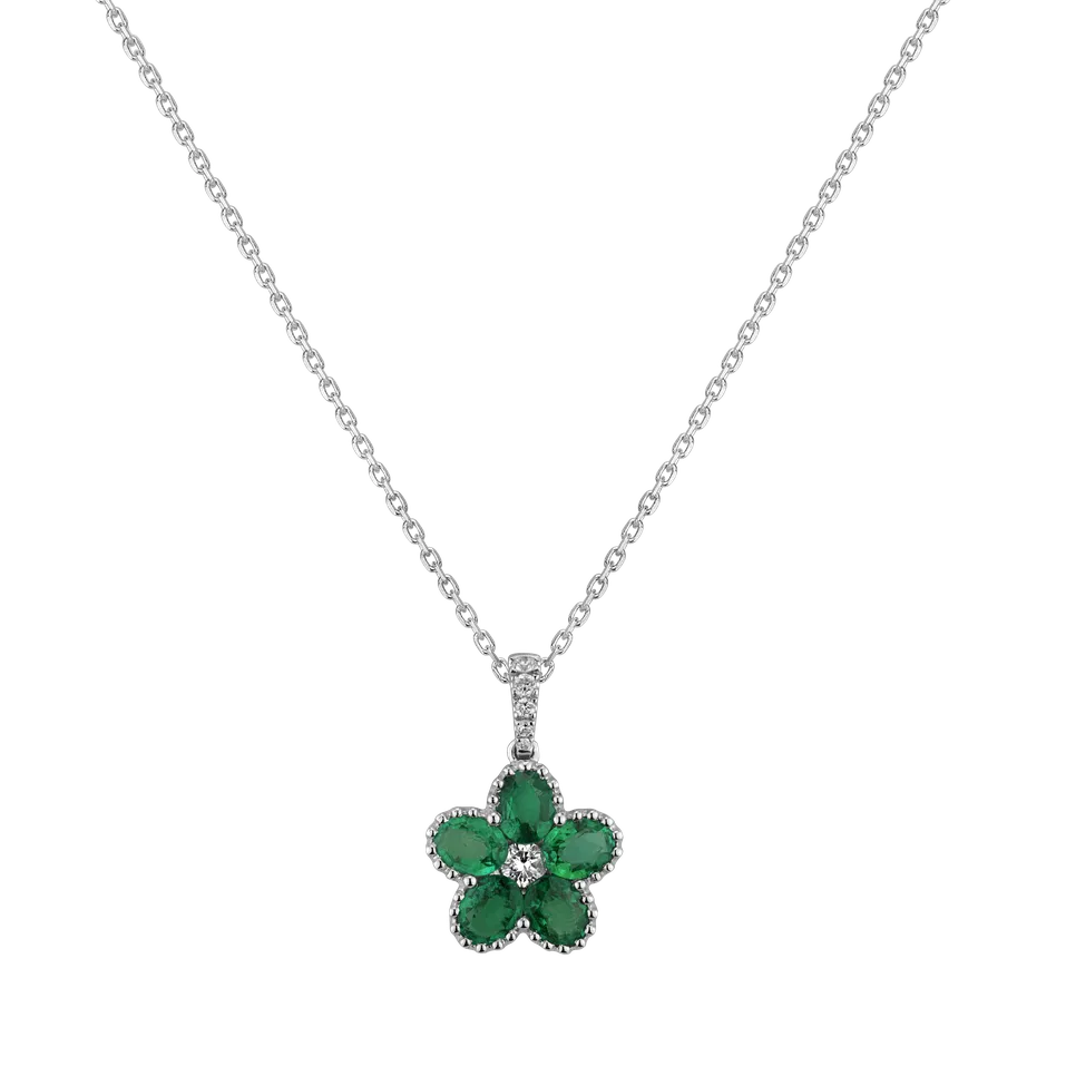 Přívěs s diamanty a smaragdy Green Luck