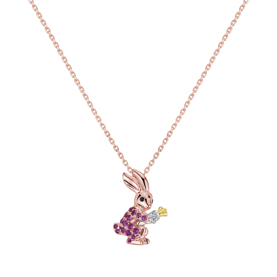 Přívěs s černými a bílými diamanty a safíry Elegant Rabbit