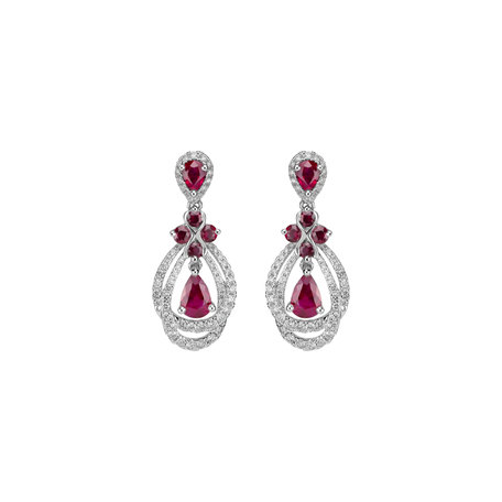 Náušnice s diamanty a rubíny Ruby Chandelier