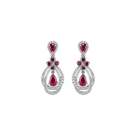 Náušnice s diamanty a rubíny Ruby Chandelier