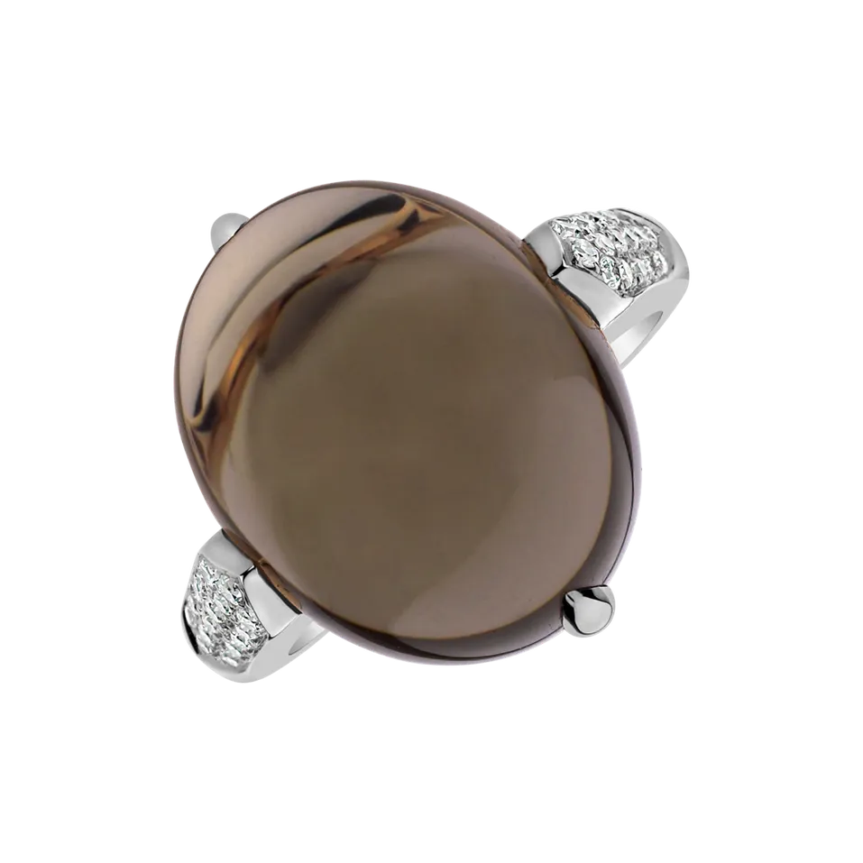 Prsten s quartzem diamanty Drop Blossom