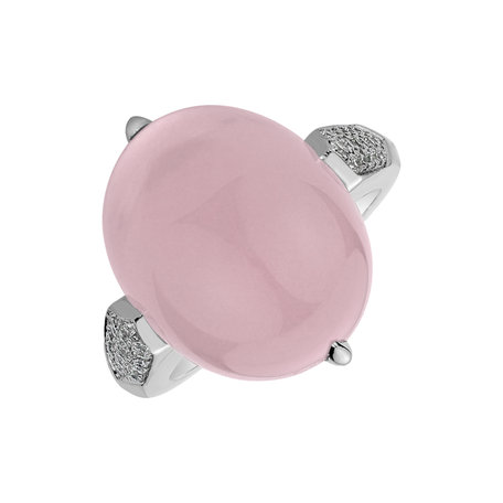 Prsten s růženínem a diamanty Drop Blossom