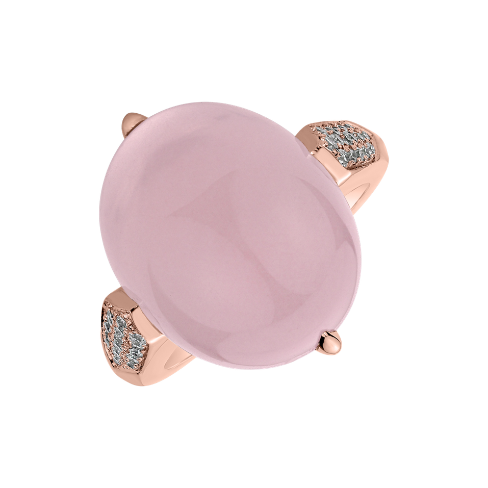 Prsten s růženínem a diamanty Drop Blossom