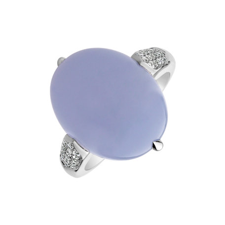 Prsten s chalcedonem a diamanty Drop Blossom