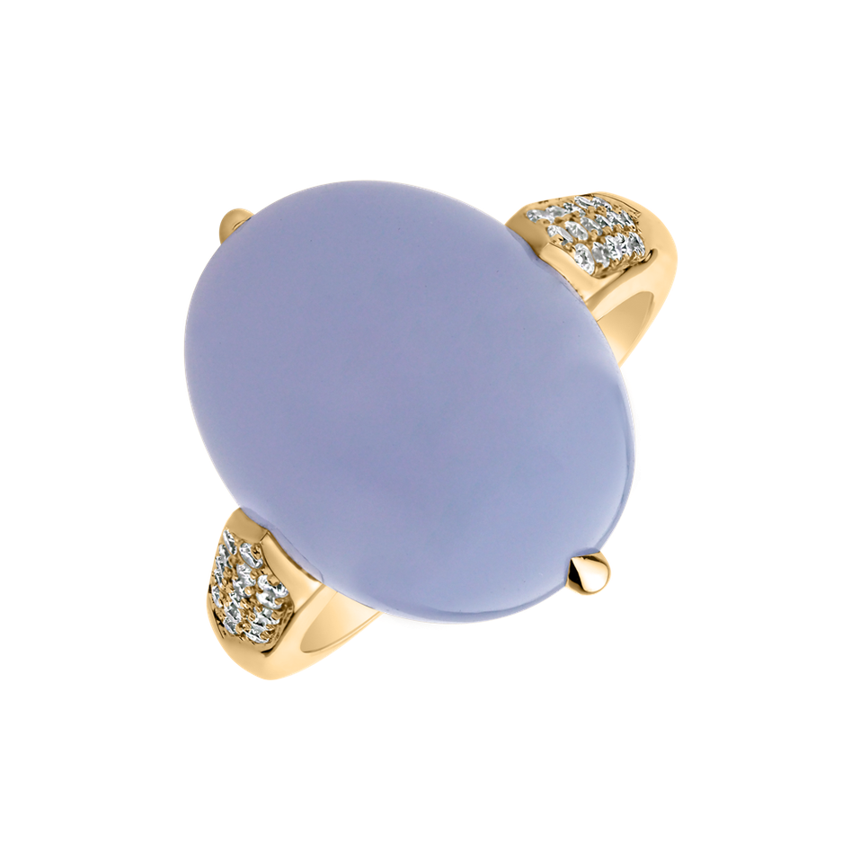 Prsten s chalcedonem a diamanty Drop Blossom