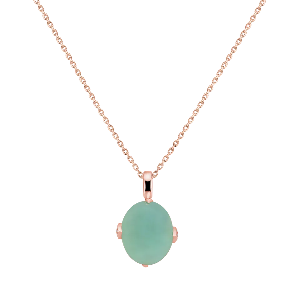 Přívěs s chalcedonem a diamanty Drop Blossom