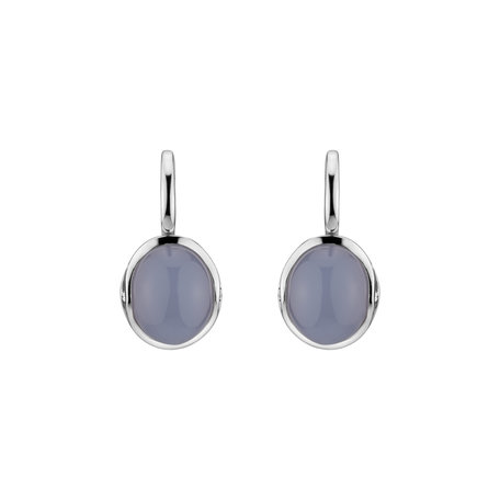 Náušnice s chalcedonem a diamanty Fairytale Drop