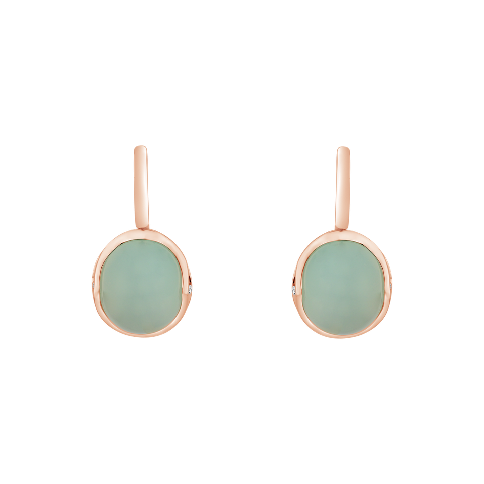 Náušnice s chalcedonem a diamanty Fairytale Drop