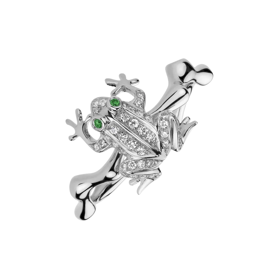 Prsten s diamanty a granáty Noble Frog