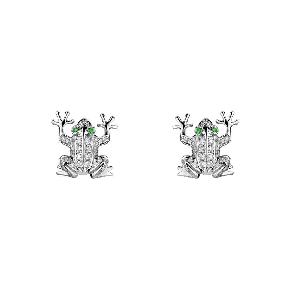 Náušnice s diamanty a granáty Frog Prince