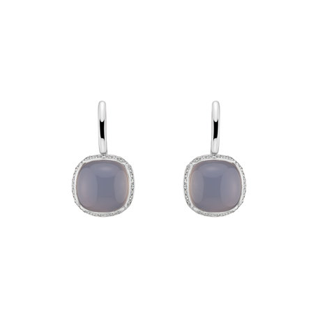 Náušnice s chalcedonem a diamanty Mystic Drop